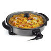 Maxhome-electric Pizza pan, paella pan, 36cm, glass lid, adjustable thermostat, 1500W electric pan, non-stick coating