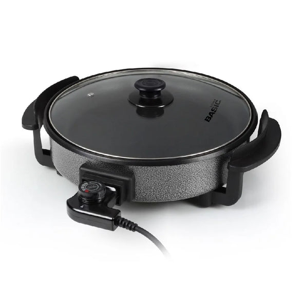 Maxhome-electric Pizza pan, paella pan, 36cm, glass lid, adjustable thermostat, 1500W electric pan, non-stick coating