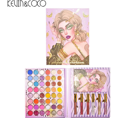 KEVIN & COCO eyeshadow palette, blushes and lip gloss. 54 colors Makeup Set Professional Makeup