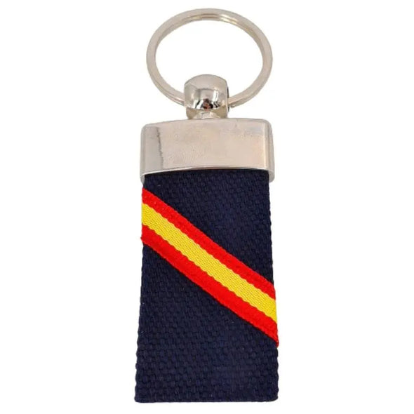 Valmoni Sport blue ribbon keychain with Spain flag Diagonal double layer keys hang fabric