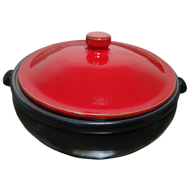 Black and red Biosa clay pot for cooking in Vitro, Gas and oven