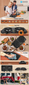 AIGOSTAR electric stove, 2500 W portable kitchen hob, 5 level adjustable thermostat, indicator light, non-slip mat.