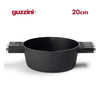 Guzzini Cooking saucepan Set: High 24cm, high 20cm Saucepan and low 24cm with glass lid-titanium Quantum Coating, induction fit. Includes 6-piece set of knives