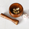 Natural Handcrafted Bamboo Bowl Flat-Bottomed Can And Garlic Stick Pounded Garlic Jar Round Pounding Garlic Mortar Wooden Grinde