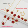 Hot five-leaf grass clover plum necklace bracelet earrings unembroidered steel women jewelry high-grade wholesale