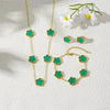 Hot five-leaf grass clover plum necklace bracelet earrings unembroidered steel women jewelry high-grade wholesale