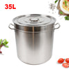 35L Multipurpose Thickened Stainless Steel Cooking Pot Large Capacity Soup Stock Pot with Lid Handle for Home Restaurant