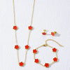 Hot five-leaf grass clover plum necklace bracelet earrings unembroidered steel women jewelry high-grade wholesale