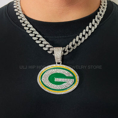 ULJ Hip Hop Round G Letter Chain Necklace  With Cuban Miami Iced out Bling Fashion Cuba Jewelry