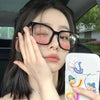 Powder Blusher Glasses Korean Oversized Gradual Pink Sunglasses Fashion Computer Goggle Women's Gift Blue Light Blocking Glasses