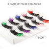 5 Pairs Women Makeup Colored Eyelash Fake Extension Eyelashes Eye Makeup Tool Easy To Wear Eyelashes Extension Thick Eye Shadow