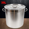 35L Multipurpose Thickened Stainless Steel Cooking Pot Large Capacity Soup Stock Pot with Lid Handle for Home Restaurant