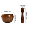 Natural Handcrafted Bamboo Bowl Flat-Bottomed Can And Garlic Stick Pounded Garlic Jar Round Pounding Garlic Mortar Wooden Grinde