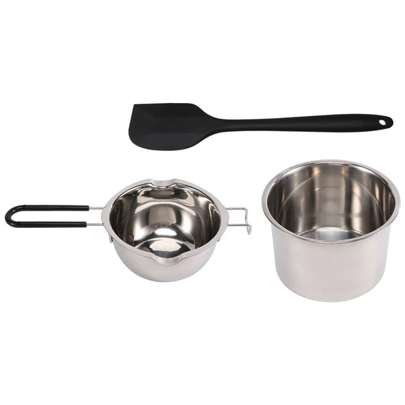 Double Boiler Pot Set Stainless Steel Melting Pot With Silicone Spatula For Melting Chocolate,Soap,Wax,Candle Making