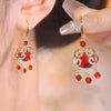 New Chinese Style Red Life Lock Festive Metal Tassel Earrings for Women Fashion Design Eardrop Paty Jewelry Gift Accessries