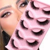 Cat Eye False Eyelashes 5 Pairs Pack for Doll Eye Makeup Charming Wispy Lightweight Faux Mink Lashes