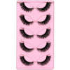 Cat Eye False Eyelashes 5 Pairs Pack for Doll Eye Makeup Charming Wispy Lightweight Faux Mink Lashes