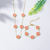 Hot five-leaf grass clover plum necklace bracelet earrings unembroidered steel women jewelry high-grade wholesale