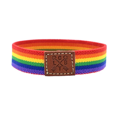 Elastic bracelet flag GAY pride LGTBI unique size Adaptable rainbow with leather plate