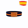 Spanish flag elastic bracelet with navy blue background Material polyester with leather plate one size ADAPTABLE